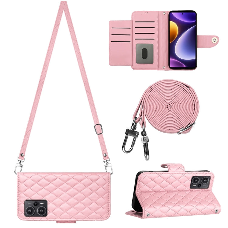 Rhombic Texture Flip Leather Phone Case with Long Lanyard, For Xiaomi Redmi 13C 4G, For Xiaomi 13T / 13T Pro, For Xiaomi Poco F5 / Redmi Note 12 Turbo, For Xiaomi Poco F5 Pro / Redmi K60, For Xiaomi Redmi Note 12S 4G Global                             ...