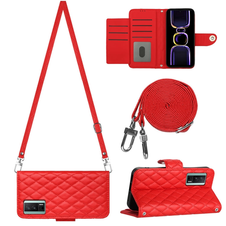 Rhombic Texture Flip Leather Phone Case with Long Lanyard, For Xiaomi Redmi 13C 4G, For Xiaomi 13T / 13T Pro, For Xiaomi Poco F5 / Redmi Note 12 Turbo, For Xiaomi Poco F5 Pro / Redmi K60, For Xiaomi Redmi Note 12S 4G Global                             ...