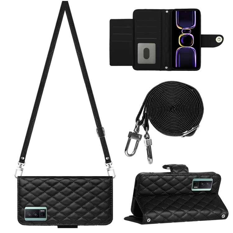 Rhombic Texture Flip Leather Phone Case with Long Lanyard, For Xiaomi Redmi 13C 4G, For Xiaomi 13T / 13T Pro, For Xiaomi Poco F5 / Redmi Note 12 Turbo, For Xiaomi Poco F5 Pro / Redmi K60, For Xiaomi Redmi Note 12S 4G Global                             ...