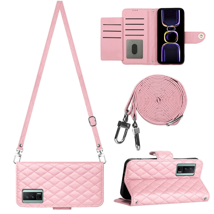 Rhombic Texture Flip Leather Phone Case with Long Lanyard, For Xiaomi Redmi 13C 4G, For Xiaomi 13T / 13T Pro, For Xiaomi Poco F5 / Redmi Note 12 Turbo, For Xiaomi Poco F5 Pro / Redmi K60, For Xiaomi Redmi Note 12S 4G Global                             ...