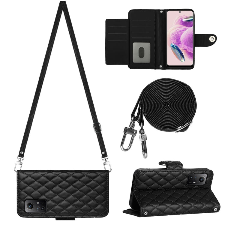 Rhombic Texture Flip Leather Phone Case with Long Lanyard, For Xiaomi Redmi 13C 4G, For Xiaomi 13T / 13T Pro, For Xiaomi Poco F5 / Redmi Note 12 Turbo, For Xiaomi Poco F5 Pro / Redmi K60, For Xiaomi Redmi Note 12S 4G Global                             ...