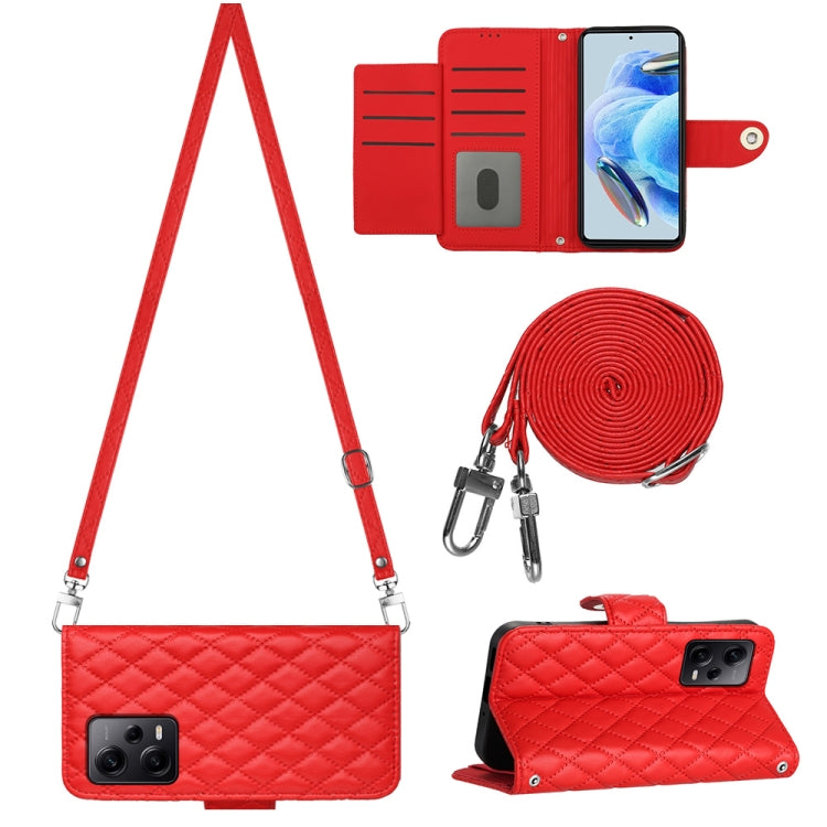 Rhombic Texture Flip Leather Phone Case with Long Lanyard, For Xiaomi Redmi 13C 4G, For Xiaomi 13T / 13T Pro, For Xiaomi Poco F5 / Redmi Note 12 Turbo, For Xiaomi Poco F5 Pro / Redmi K60, For Xiaomi Redmi Note 12S 4G Global                             ...