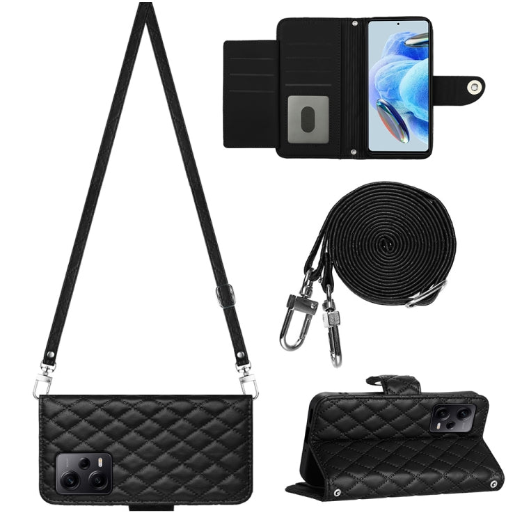 Rhombic Texture Flip Leather Phone Case with Long Lanyard, For Xiaomi Redmi 13C 4G, For Xiaomi 13T / 13T Pro, For Xiaomi Poco F5 / Redmi Note 12 Turbo, For Xiaomi Poco F5 Pro / Redmi K60, For Xiaomi Redmi Note 12S 4G Global                             ...