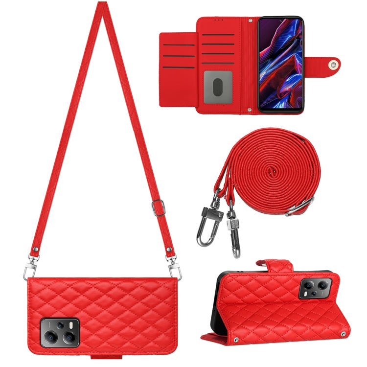 Rhombic Texture Flip Leather Phone Case with Long Lanyard, For Xiaomi Redmi Note 12 Pro 5G Global, For Xiaomi Redmi Note 12 Pro Speed, For Xiaomi Redmi Note 12 5G Global / Poco X5, For Xiaomi Redmi Note 11 Pro 5G/4G Global                              ...
