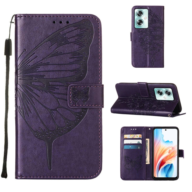 Embossed Butterfly Leather Phone Case, For OPPO A74 4G / F19 / F19s, For OPPO A95 4G Global / Reno6 Lite, For OPPO A15 / A15s / A35 2021, For OPPO A92s, For OPPO A79 5G, For OPPO A79 5G Global