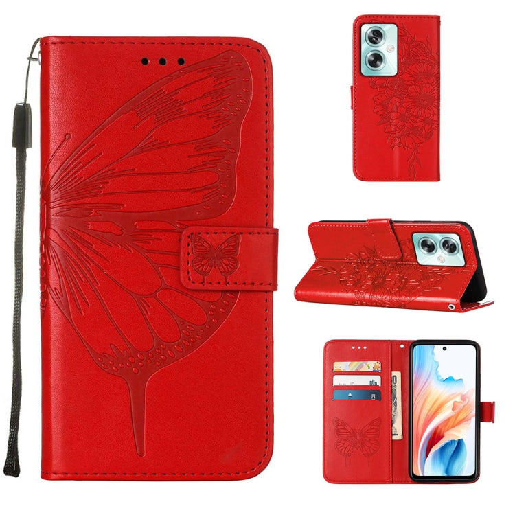 Embossed Butterfly Leather Phone Case, For OPPO A74 4G / F19 / F19s, For OPPO A95 4G Global / Reno6 Lite, For OPPO A15 / A15s / A35 2021, For OPPO A92s, For OPPO A79 5G, For OPPO A79 5G Global