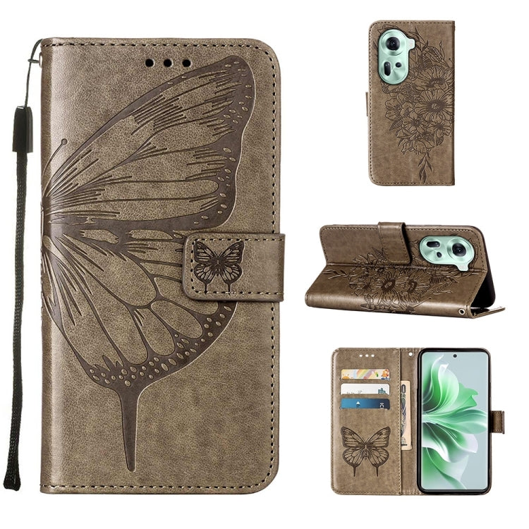 Embossed Butterfly Leather Phone Case, For OPPO A3 Pro 5G Global, For OPPO F25 Pro 5G India, For OPPO Reno 11F 5G Global, For OPPO Find X7, For OPPO Reno11 5G Global, For OPPO Reno11 Pro 5G Global