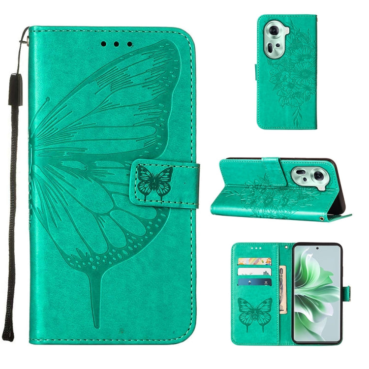 Embossed Butterfly Leather Phone Case, For OPPO A3 Pro 5G Global, For OPPO F25 Pro 5G India, For OPPO Reno 11F 5G Global, For OPPO Find X7, For OPPO Reno11 5G Global, For OPPO Reno11 Pro 5G Global