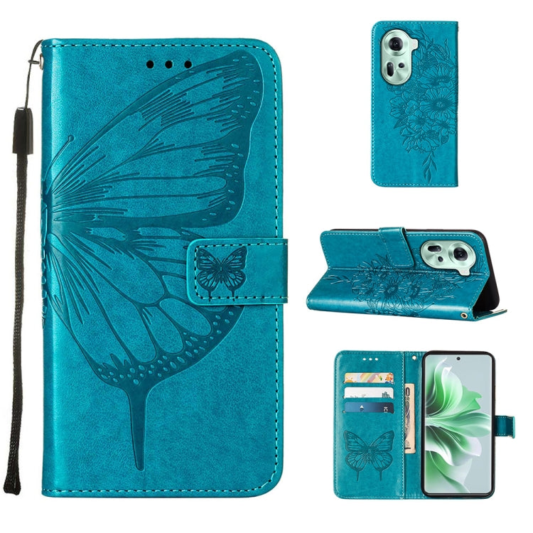 Embossed Butterfly Leather Phone Case, For OPPO A3 Pro 5G Global, For OPPO F25 Pro 5G India, For OPPO Reno 11F 5G Global, For OPPO Find X7, For OPPO Reno11 5G Global, For OPPO Reno11 Pro 5G Global
