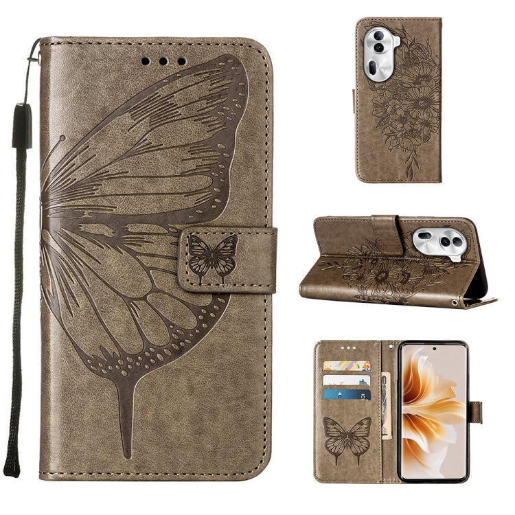 Embossed Butterfly Leather Phone Case, For OPPO A3 Pro 5G Global, For OPPO F25 Pro 5G India, For OPPO Reno 11F 5G Global, For OPPO Find X7, For OPPO Reno11 5G Global, For OPPO Reno11 Pro 5G Global