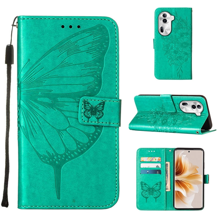 Embossed Butterfly Leather Phone Case, For OPPO A3 Pro 5G Global, For OPPO F25 Pro 5G India, For OPPO Reno 11F 5G Global, For OPPO Find X7, For OPPO Reno11 5G Global, For OPPO Reno11 Pro 5G Global