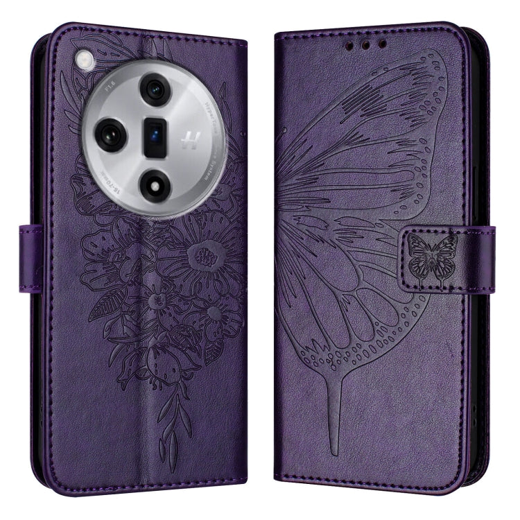 Embossed Butterfly Leather Phone Case, For OPPO A3 Pro 5G Global, For OPPO F25 Pro 5G India, For OPPO Reno 11F 5G Global, For OPPO Find X7, For OPPO Reno11 5G Global, For OPPO Reno11 Pro 5G Global