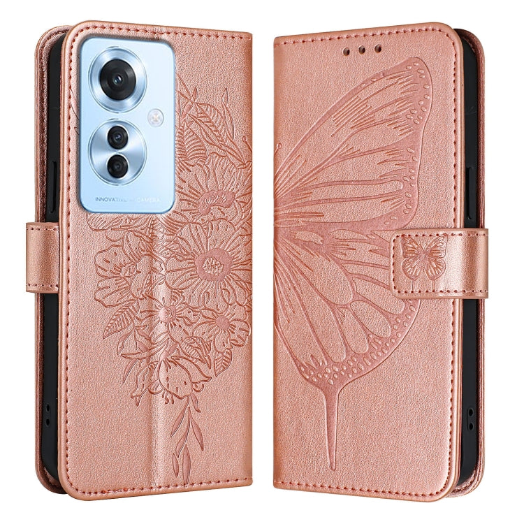 Embossed Butterfly Leather Phone Case, For OPPO A3 Pro 5G Global, For OPPO F25 Pro 5G India, For OPPO Reno 11F 5G Global, For OPPO Find X7, For OPPO Reno11 5G Global, For OPPO Reno11 Pro 5G Global