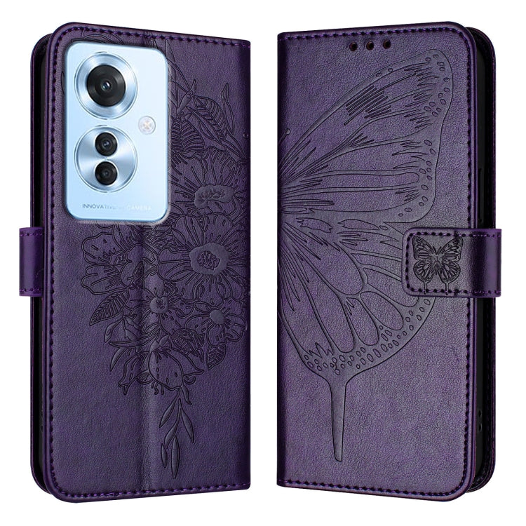Embossed Butterfly Leather Phone Case, For OPPO A3 Pro 5G Global, For OPPO F25 Pro 5G India, For OPPO Reno 11F 5G Global, For OPPO Find X7, For OPPO Reno11 5G Global, For OPPO Reno11 Pro 5G Global