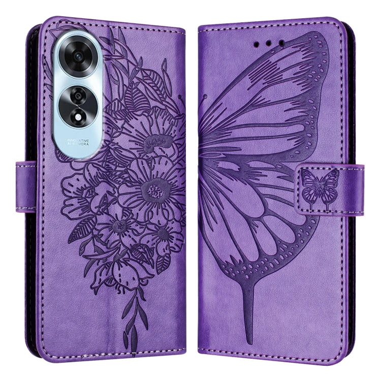 Embossed Butterfly Leather Phone Case, For OPPO A80 5G EU, For OPPO K12x 5G Global, For OPPO Reno12 F 5G Global, For OPPO Reno12 Pro 5G Global, For OPPO Reno12 5G Global, For OPPO A60 4G Global