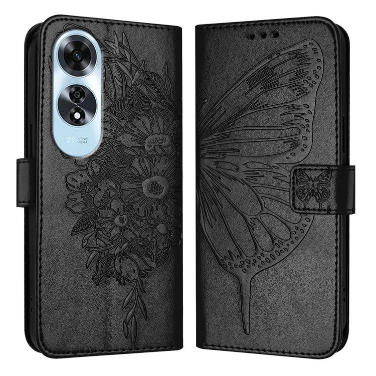 Embossed Butterfly Leather Phone Case, For OPPO A80 5G EU, For OPPO K12x 5G Global, For OPPO Reno12 F 5G Global, For OPPO Reno12 Pro 5G Global, For OPPO Reno12 5G Global, For OPPO A60 4G Global