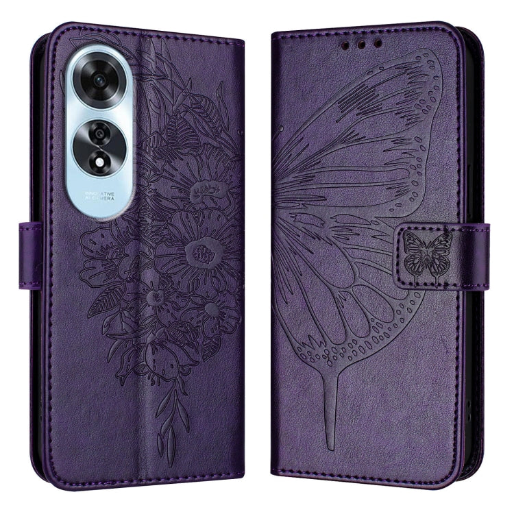 Embossed Butterfly Leather Phone Case, For OPPO A80 5G EU, For OPPO K12x 5G Global, For OPPO Reno12 F 5G Global, For OPPO Reno12 Pro 5G Global, For OPPO Reno12 5G Global, For OPPO A60 4G Global