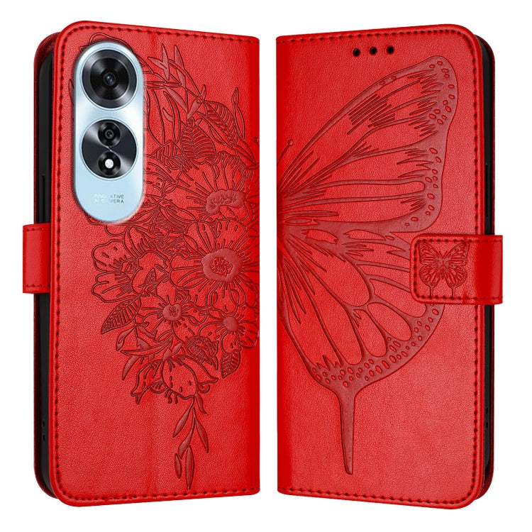 Embossed Butterfly Leather Phone Case, For OPPO A80 5G EU, For OPPO K12x 5G Global, For OPPO Reno12 F 5G Global, For OPPO Reno12 Pro 5G Global, For OPPO Reno12 5G Global, For OPPO A60 4G Global