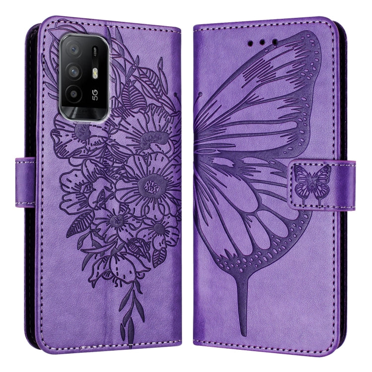 Embossed Butterfly Leather Phone Case, For OPPO A74 4G / F19 / F19s, For OPPO A95 4G Global / Reno6 Lite, For OPPO A15 / A15s / A35 2021, For OPPO A92s, For OPPO A79 5G, For OPPO A79 5G Global