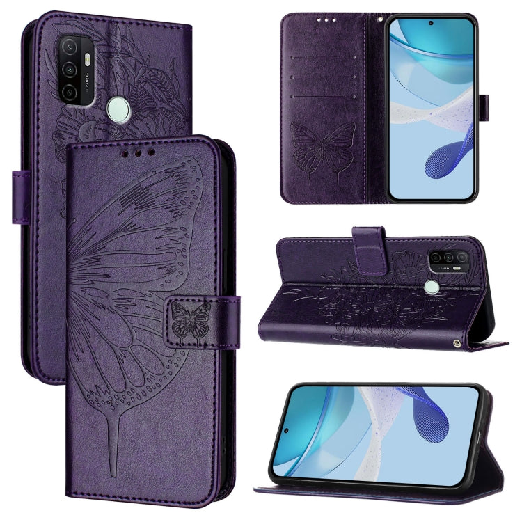 Embossed Butterfly Leather Phone Case, For OPPO Reno9 5G / Reno9 Pro 5G, For OPPO A77 5G / A97 5G, For OPPO A36 4G/A76 4G/A96 4G/K10 4G, For OPPO A32 2020 4G / A53 2020 4G, For OPPO A53s 4G / A33 2020 4G, For OPPO A11s 4G