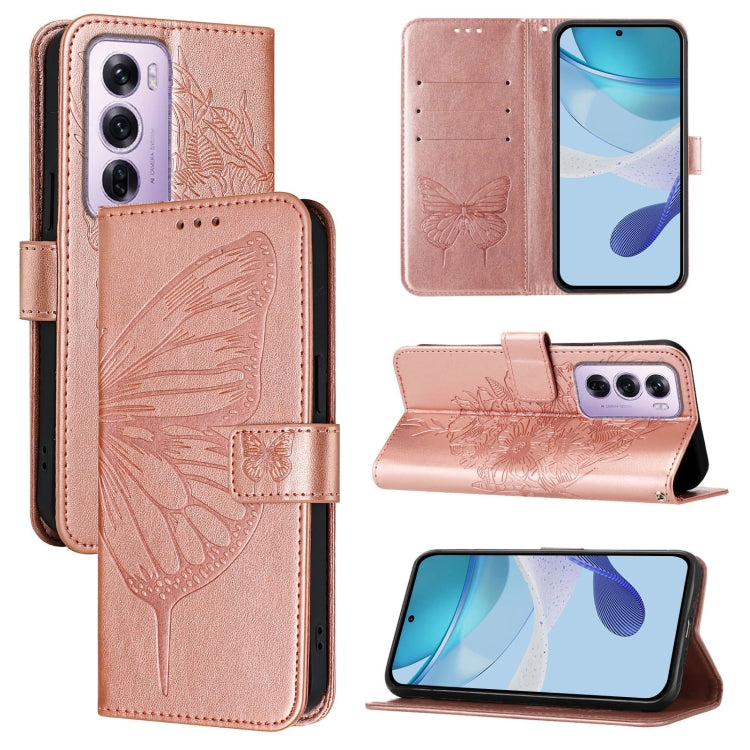 Embossed Butterfly Leather Phone Case, For OPPO A80 5G EU, For OPPO K12x 5G Global, For OPPO Reno12 F 5G Global, For OPPO Reno12 Pro 5G Global, For OPPO Reno12 5G Global, For OPPO A60 4G Global