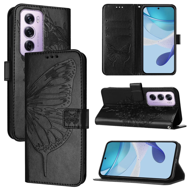 Embossed Butterfly Leather Phone Case, For OPPO A80 5G EU, For OPPO K12x 5G Global, For OPPO Reno12 F 5G Global, For OPPO Reno12 Pro 5G Global, For OPPO Reno12 5G Global, For OPPO A60 4G Global