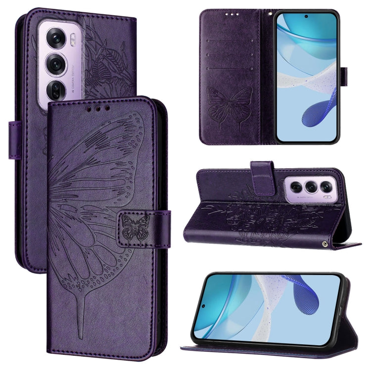 Embossed Butterfly Leather Phone Case, For OPPO A80 5G EU, For OPPO K12x 5G Global, For OPPO Reno12 F 5G Global, For OPPO Reno12 Pro 5G Global, For OPPO Reno12 5G Global, For OPPO A60 4G Global