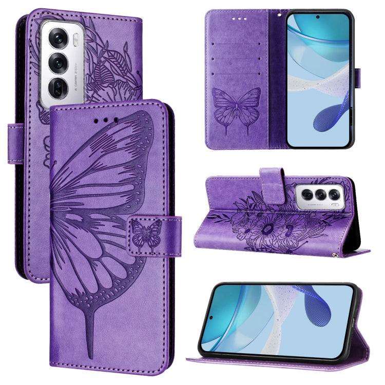 Embossed Butterfly Leather Phone Case, For OPPO A80 5G EU, For OPPO K12x 5G Global, For OPPO Reno12 F 5G Global, For OPPO Reno12 Pro 5G Global, For OPPO Reno12 5G Global, For OPPO A60 4G Global
