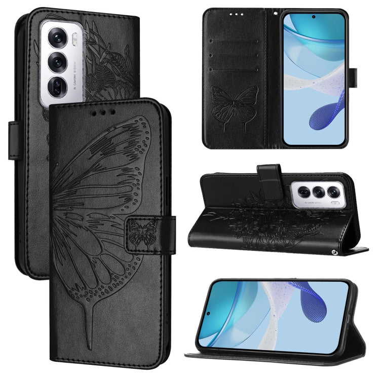 Embossed Butterfly Leather Phone Case, For OPPO A80 5G EU, For OPPO K12x 5G Global, For OPPO Reno12 F 5G Global, For OPPO Reno12 Pro 5G Global, For OPPO Reno12 5G Global, For OPPO A60 4G Global