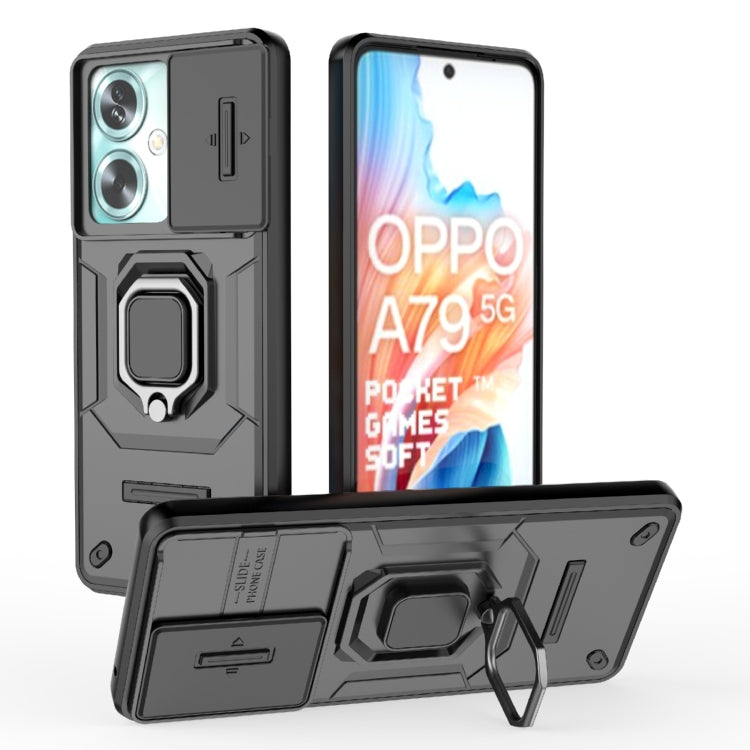 Sliding Camshield TPU + PC Shockproof Phone Case with Holder, For OPPO A79 5G Global