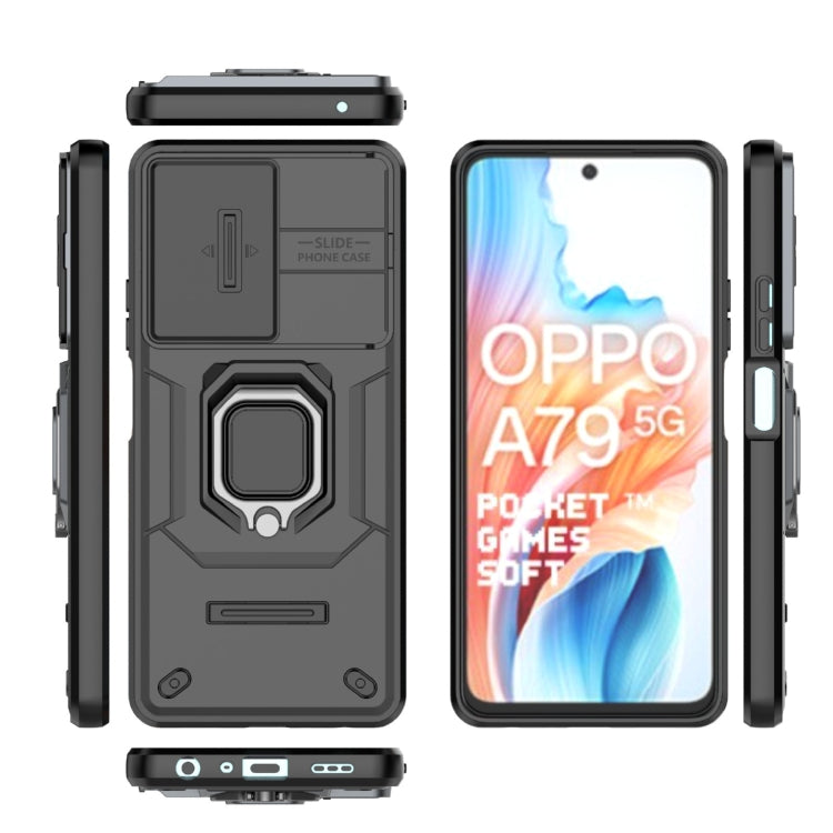 Sliding Camshield TPU + PC Shockproof Phone Case with Holder, For OPPO A79 5G Global