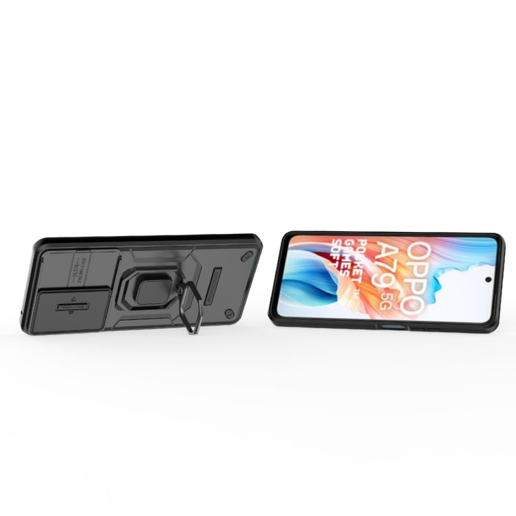 Sliding Camshield TPU + PC Shockproof Phone Case with Holder, For OPPO A79 5G Global