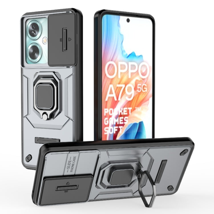 Sliding Camshield TPU + PC Shockproof Phone Case with Holder, For OPPO A79 5G Global