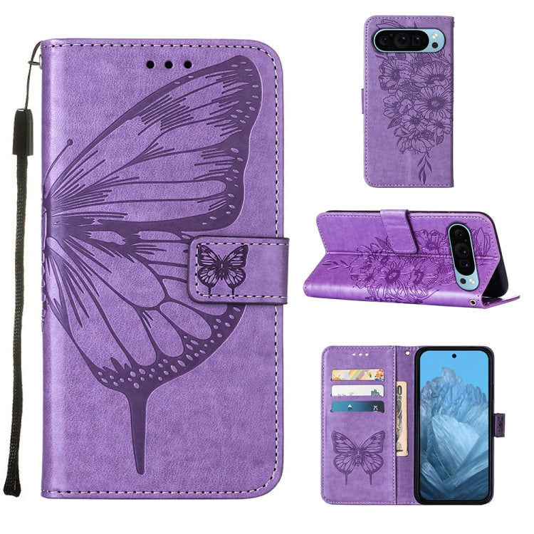 Embossed Butterfly Leather Phone Case, For Google Pixel 9 Pro, For Google Pixel 9, For Google Pixel 8a, For Google Pixel 8 Pro, For Google Pixel 8, For Google Pixel 7a