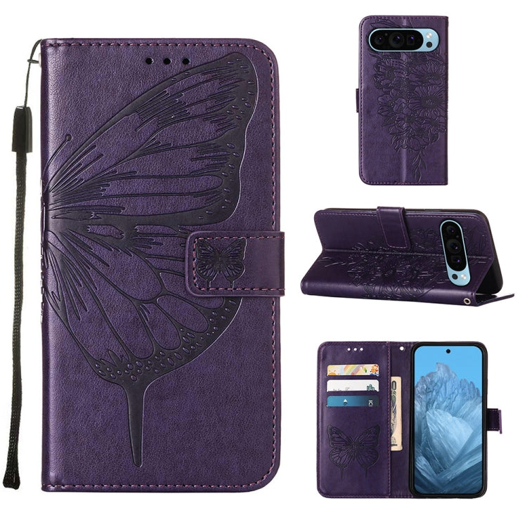 Embossed Butterfly Leather Phone Case, For Google Pixel 9 Pro, For Google Pixel 9, For Google Pixel 8a, For Google Pixel 8 Pro, For Google Pixel 8, For Google Pixel 7a