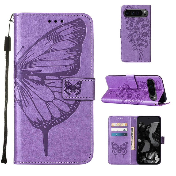 Embossed Butterfly Leather Phone Case, For Google Pixel 9 Pro, For Google Pixel 9, For Google Pixel 8a, For Google Pixel 8 Pro, For Google Pixel 8, For Google Pixel 7a