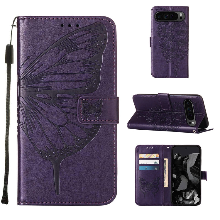 Embossed Butterfly Leather Phone Case, For Google Pixel 9 Pro, For Google Pixel 9, For Google Pixel 8a, For Google Pixel 8 Pro, For Google Pixel 8, For Google Pixel 7a