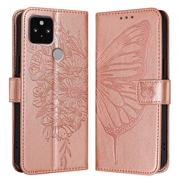 Embossed Butterfly Leather Phone Case, For Google Pixel 5 XL / Pixel 4a 5G, For Google Pixel 5