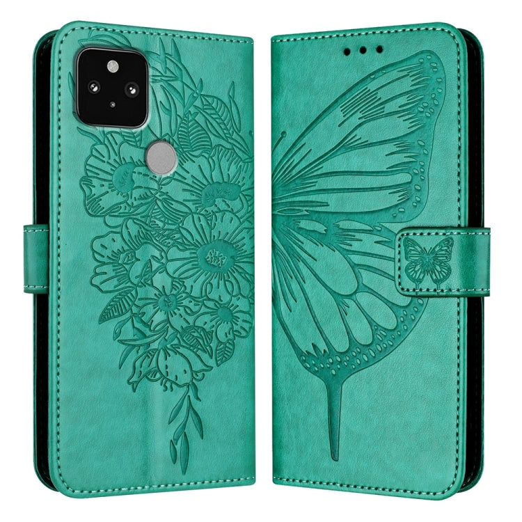 Embossed Butterfly Leather Phone Case, For Google Pixel 5 XL / Pixel 4a 5G, For Google Pixel 5