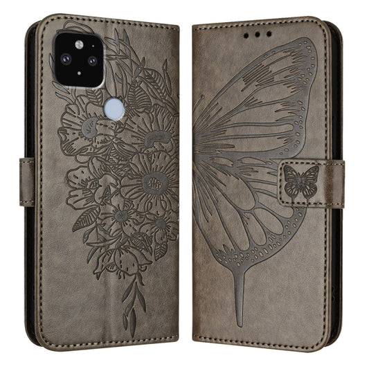 Embossed Butterfly Leather Phone Case, For Google Pixel 5 XL / Pixel 4a 5G, For Google Pixel 5