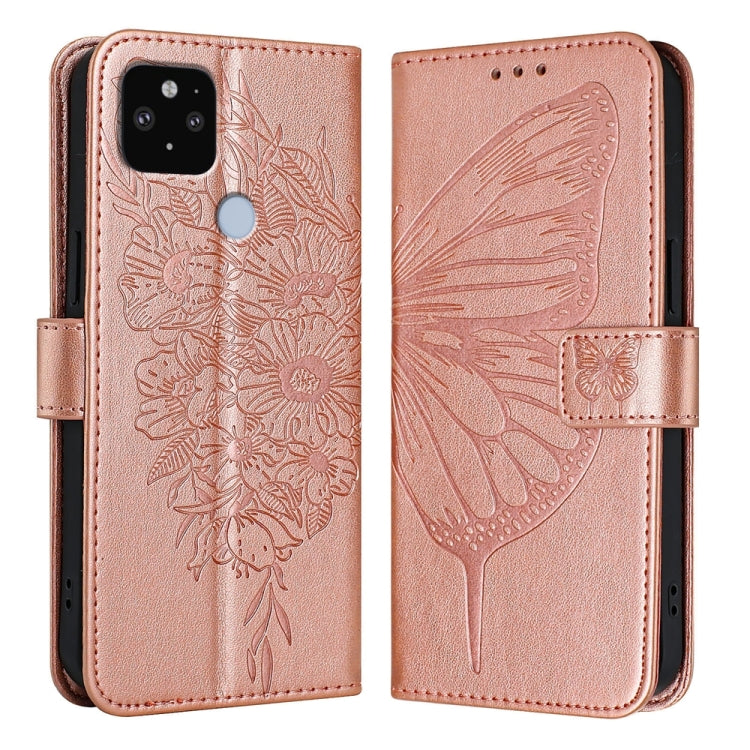 Embossed Butterfly Leather Phone Case, For Google Pixel 5 XL / Pixel 4a 5G, For Google Pixel 5