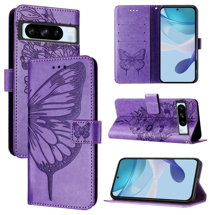 Embossed Butterfly Leather Phone Case, For Google Pixel 9 Pro, For Google Pixel 9, For Google Pixel 8a, For Google Pixel 8 Pro, For Google Pixel 8, For Google Pixel 7a