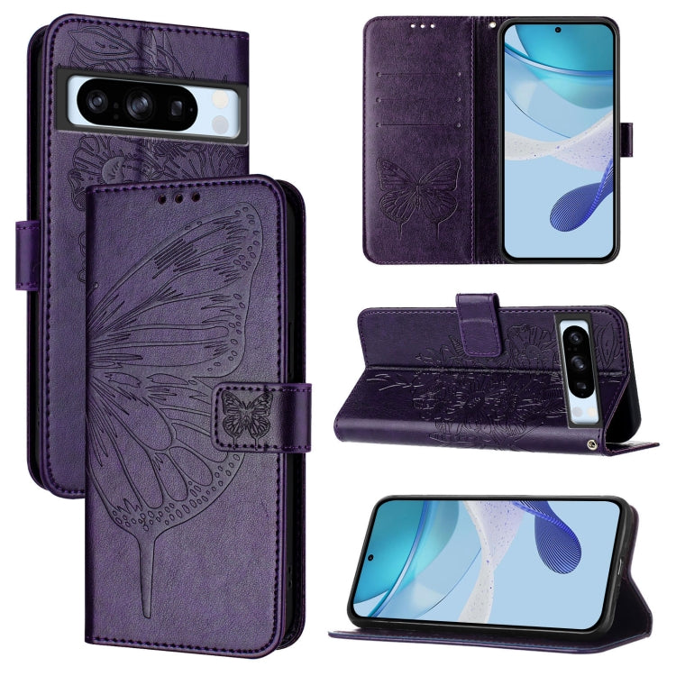 Embossed Butterfly Leather Phone Case, For Google Pixel 9 Pro, For Google Pixel 9, For Google Pixel 8a, For Google Pixel 8 Pro, For Google Pixel 8, For Google Pixel 7a