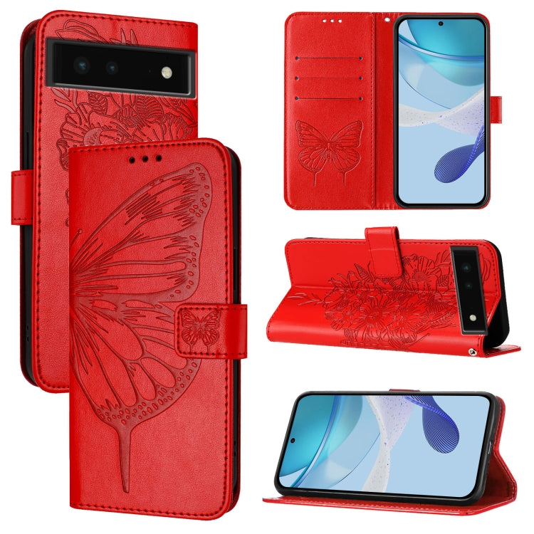Embossed Butterfly Leather Phone Case, For Google Pixel 7 Pro, For Google Pixel 7, For Google Pixel 6a, For Google Pixel 6 Pro, For Google Pixel 6, For Google Pixel 5a 5G