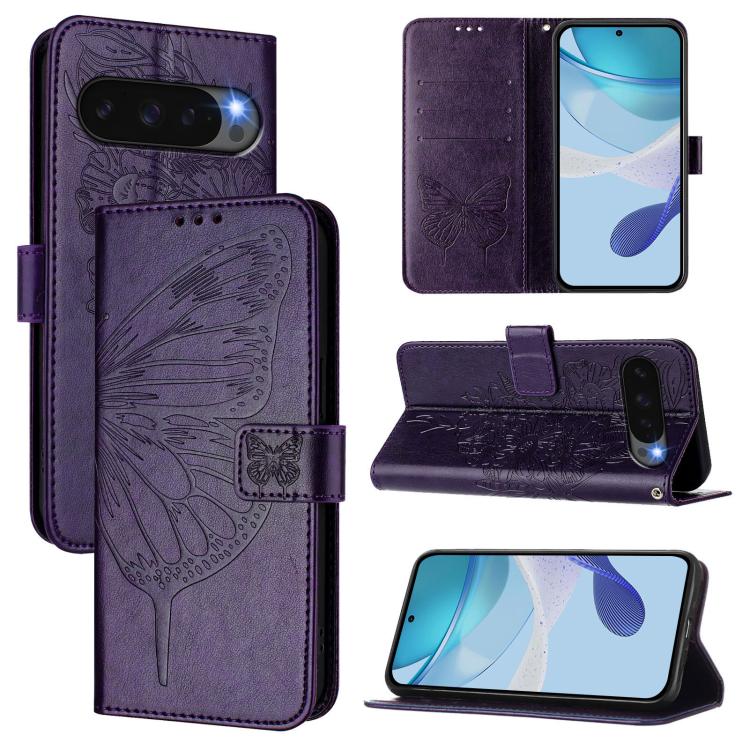Embossed Butterfly Leather Phone Case, For Google Pixel 11 Pro XL, For Google Pixel 11 Pro / 11, For Google Pixel 10 Pro XL, For Google Pixel 10 / 10 Pro+, For Google Pixel 9a, For Google Pixel 9 Pro XL