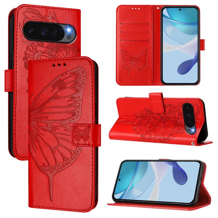 Embossed Butterfly Leather Phone Case, For Google Pixel 11 Pro XL, For Google Pixel 11 Pro / 11, For Google Pixel 10 Pro XL, For Google Pixel 10 / 10 Pro+, For Google Pixel 9a, For Google Pixel 9 Pro XL