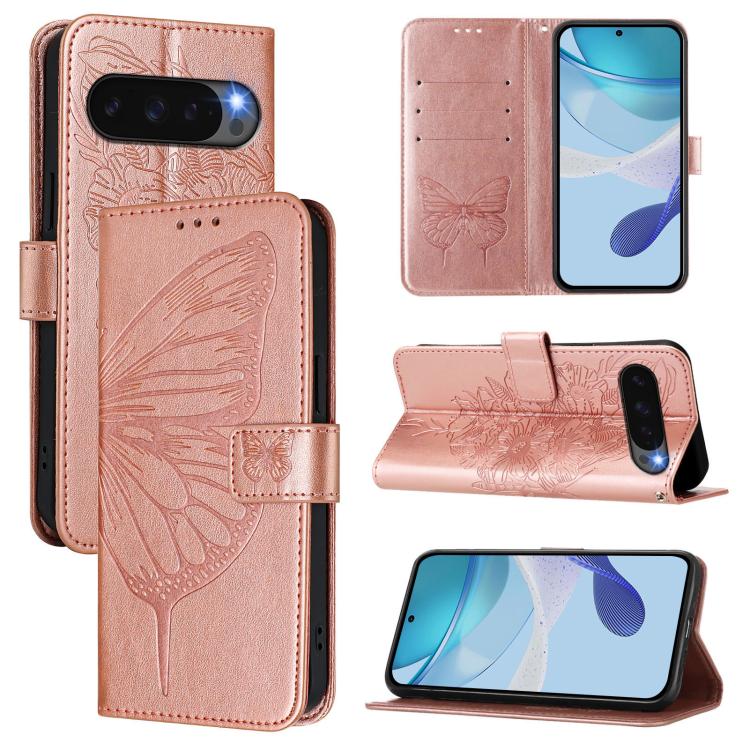 Embossed Butterfly Leather Phone Case, For Google Pixel 11 Pro XL, For Google Pixel 11 Pro / 11, For Google Pixel 10 Pro XL, For Google Pixel 10 / 10 Pro+, For Google Pixel 9a, For Google Pixel 9 Pro XL