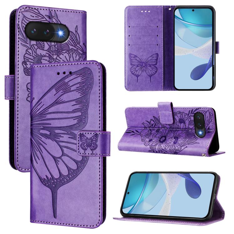 Embossed Butterfly Leather Phone Case, For Google Pixel 11 Pro XL, For Google Pixel 11 Pro / 11, For Google Pixel 10 Pro XL, For Google Pixel 10 / 10 Pro+, For Google Pixel 9a, For Google Pixel 9 Pro XL