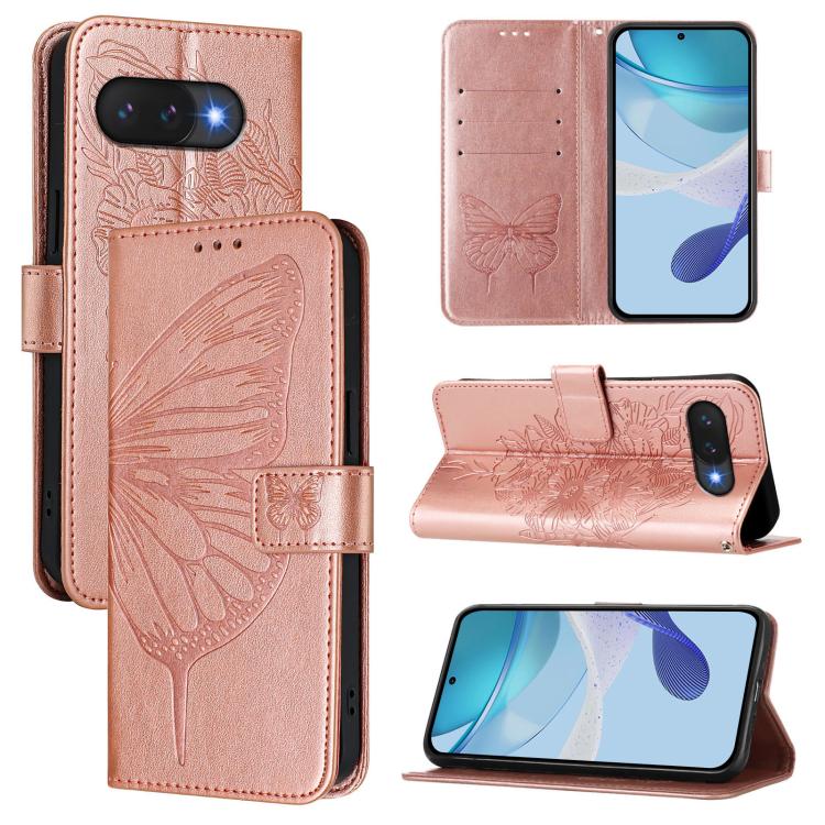Embossed Butterfly Leather Phone Case, For Google Pixel 11 Pro XL, For Google Pixel 11 Pro / 11, For Google Pixel 10 Pro XL, For Google Pixel 10 / 10 Pro+, For Google Pixel 9a, For Google Pixel 9 Pro XL