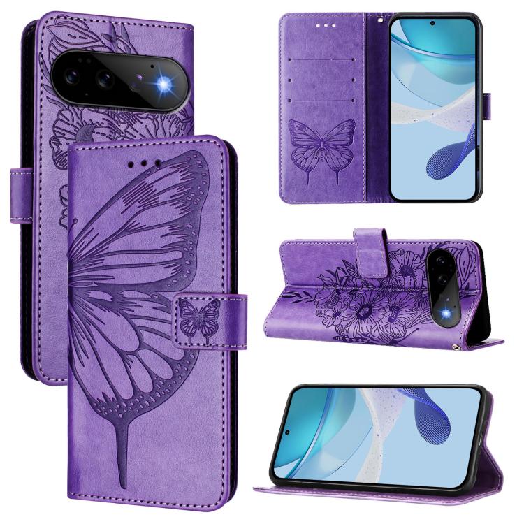 Embossed Butterfly Leather Phone Case, For Google Pixel 11 Pro XL, For Google Pixel 11 Pro / 11, For Google Pixel 10 Pro XL, For Google Pixel 10 / 10 Pro+, For Google Pixel 9a, For Google Pixel 9 Pro XL
